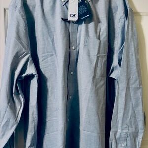 XXL Cutter & Buck Light Blue Stretch Casual Button Down Shirt
